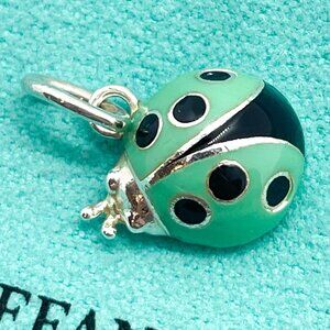 HALLMARK FADED - Tiffany & Co Blue Enamel Ladybug Charm Sterling Silver